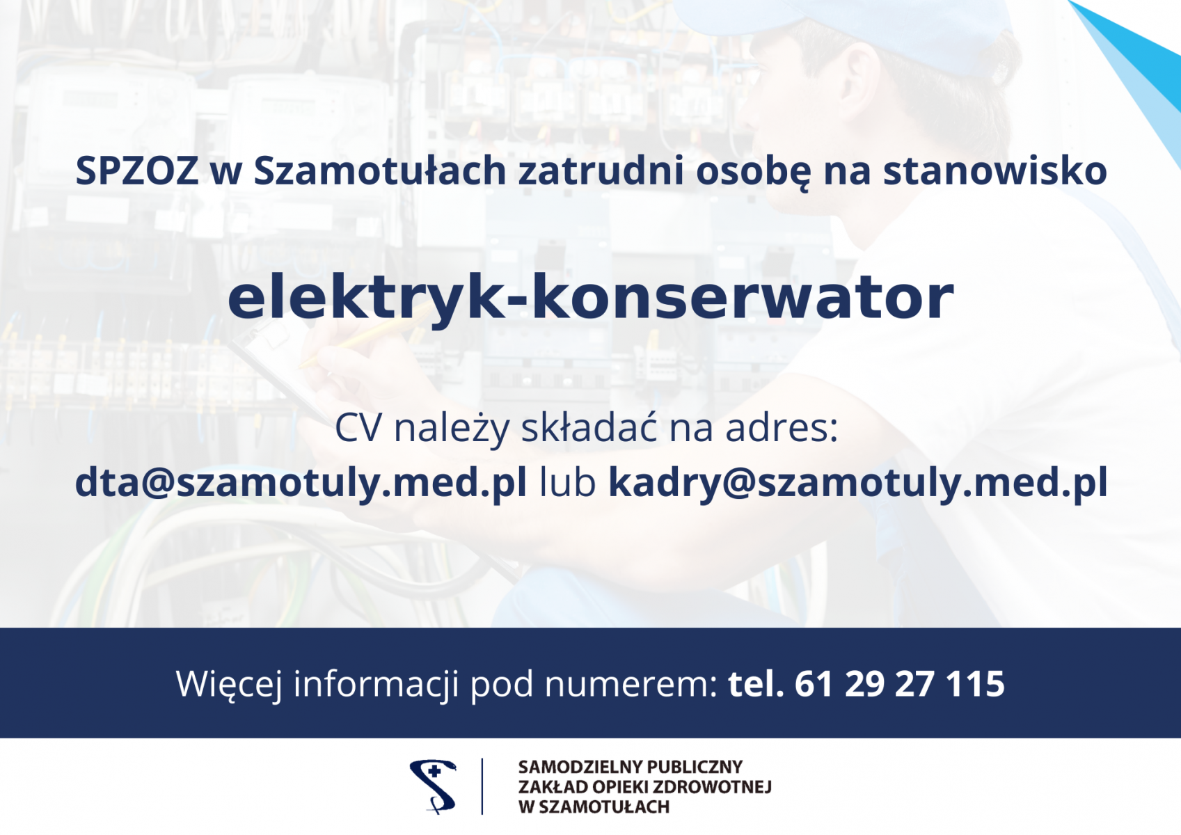 Zdjęcie: Zatrudnimy osobę na stanowisko: elektryk-konserwator